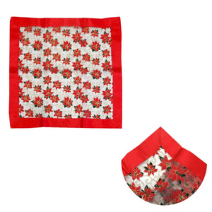 Darrahopens Home & Garden > Kitchenware Christmas Red Poinsettia Sheer Organza Glitter Table Cloth Topper 90 x 90 cm