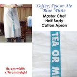 Darrahopens Home & Garden > Kitchenware Coffee, Tea or Me Blue White Master Chef Half Cotton Apron 86 x 96 cm