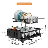 Darrahopens Home & Garden > Kitchenware Gominimo 2 Tier Dish Drying Rack with Drain Board and Drip Tray Kitchen Counter