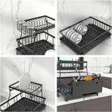 Darrahopens Home & Garden > Kitchenware Gominimo 2 Tier Dish Drying Rack with Drain Board and Drip Tray Kitchen Counter