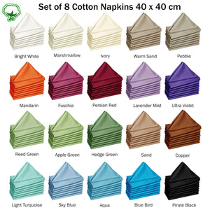 Darrahopens Home & Garden > Kitchenware Hoydu Set of 8 Cotton Napkins Aqua