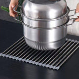 Darrahopens Home & Garden > Kitchenware Kitchen Roll-Up Dish Drying Rack Foldable Drainer Over Sink 304-Stainless Steel(Large:47*37cm)