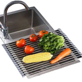 Darrahopens Home & Garden > Kitchenware Kitchen Roll-Up Dish Drying Rack Foldable Drainer Over Sink 304-Stainless Steel(Medium:47*30cm)