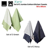 Darrahopens Home & Garden > Kitchenware Ladelle Kyrie Cotton Set of 2 Jumbo Kitchen Towels 60 x 80 cm Green