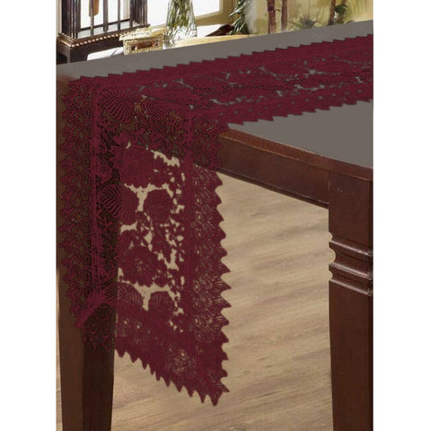 Darrahopens Home & Garden > Kitchenware Leaf Burgundy Lace Table Runner 40 x 135 cm