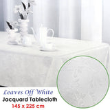 Darrahopens Home & Garden > Kitchenware Leaves Off White Luxury Jacquard Tablecloth 145 x 225 cm