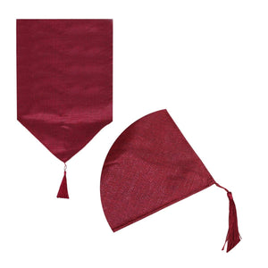 Darrahopens Home & Garden > Kitchenware Metallic Texture Table Runner with Tassel 33 x 180 cm Red