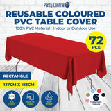 Darrahopens Home & Garden > Kitchenware Party Central 72PCE Table Cloth PVC Coloured Waterproof Reusable 137 x 183cm