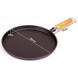 Darrahopens Home & Garden > Kitchenware Pre-Seasoned 26cm Cast Iron Fry Pan Cookware Heat-Resistant Wooden Handle