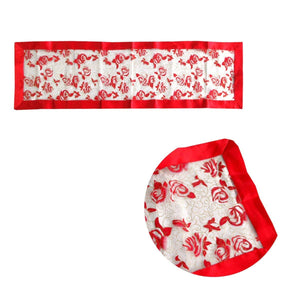 Darrahopens Home & Garden > Kitchenware Red Rosie Sheer Organza Glitter Table Runner 40 x 138 cm Red