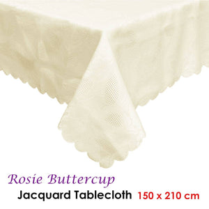 Darrahopens Home & Garden > Kitchenware Rosie Buttercup Luxury Jacquard Tablecloth 150 x 210 cm