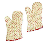 Darrahopens Home & Garden > Kitchenware Set of 2 100% Cotton Printed Oven Mitts 34 x 15 cm Cream Cherries