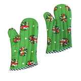 Darrahopens Home & Garden > Kitchenware Set of 2 100% Cotton Printed Oven Mitts 34 x 15 cm Green Blossom