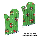 Darrahopens Home & Garden > Kitchenware Set of 2 100% Cotton Printed Oven Mitts 34 x 15 cm Green Blossom