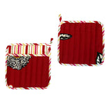 Darrahopens Home & Garden > Kitchenware Set of 2 100% Cotton Printed Pot Holders 22 x 22 cm Red Floral