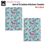 Darrahopens Home & Garden > Kitchenware Set of 2 Jardin Peony Cotton Kitchen Tea Towels 50 x 70 cm