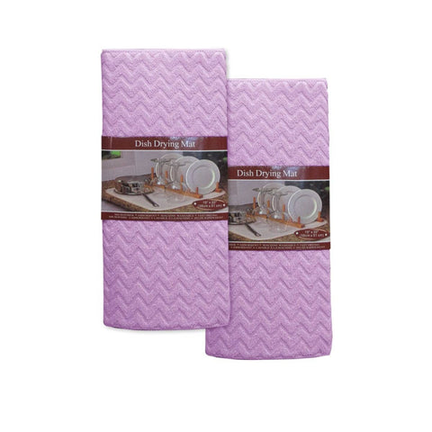 Darrahopens Home & Garden > Kitchenware Set of 2 Microfibre Chevron Dish Drying Mats Lilac