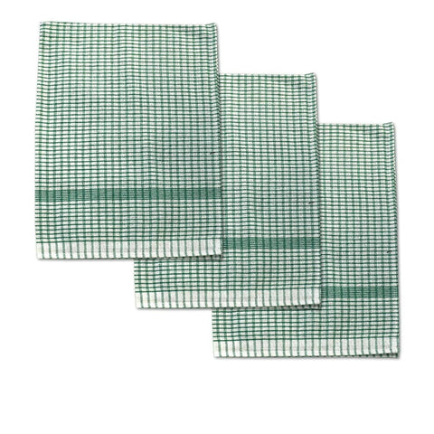 Darrahopens Home & Garden > Kitchenware Set of 3 Jumbo Cotton Checkered Tea Towels 60 x 90 cm Green