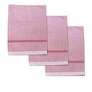 Darrahopens Home & Garden > Kitchenware Set of 3 Jumbo Cotton Checkered Tea Towels 60 x 90 cm Red