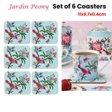 Darrahopens Home & Garden > Kitchenware Set of 6 Jardin Peony Coasters 11x9.7x0.4cm