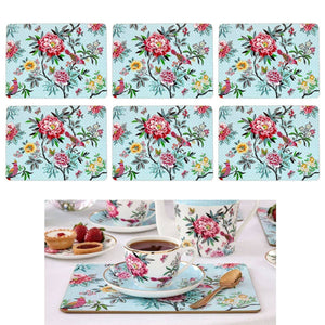 Darrahopens Home & Garden > Kitchenware Set of 6 Jardin Peony Table Placemats 29x21x0.4 cm