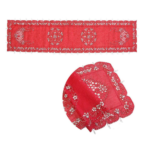 Darrahopens Home & Garden > Kitchenware Stella Beaded Table Runner Diamonte Sequin 40 x 180 cm Red