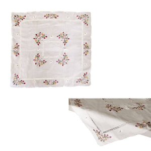 Darrahopens Home & Garden > Kitchenware Victoriana Cream Applique Embroidered Table Topper 85 x 85 cm