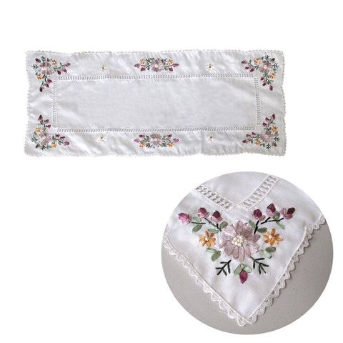 Darrahopens Home & Garden > Kitchenware Victoriana White Applique Embroidered Table Runner 40 x 90 cm