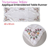 Darrahopens Home & Garden > Kitchenware Victoriana White Applique Embroidered Table Runner 40 x 90 cm