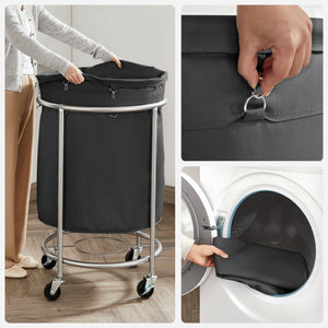 Darrahopens Home & Garden > Laundry & Cleaning Laundry Basket with Wheels, Black