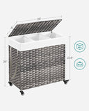 Darrahopens Home & Garden > Laundry & Cleaning SONGMICS Laundry Hamper with Lid and Wheels 140L Grey