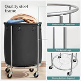 Darrahopens Home & Garden > Laundry & Cleaning Steel Frame Laundry Basket Wheels, Black