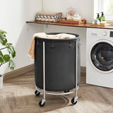 Darrahopens Home & Garden > Laundry & Cleaning Steel Frame Laundry Basket Wheels, Black