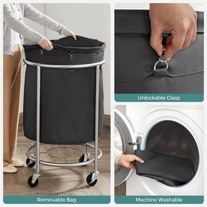 Darrahopens Home & Garden > Laundry & Cleaning Steel Frame Laundry Basket Wheels, Black