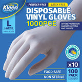 Darrahopens Home & Garden > Laundry & Cleaning Xtra Kleen 1000PCE Disposable Gloves Latex & Powder Free Food Safe L Size