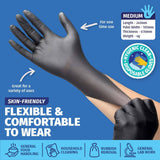 Darrahopens Home & Garden > Laundry & Cleaning Xtra Kleen 1000PCE Disposable Nitrile Gloves Black Latex Powder Free Size L