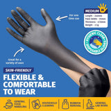 Darrahopens Home & Garden > Laundry & Cleaning Xtra Kleen 1000PCE Disposable Nitrile Gloves Black Latex Powder Free Size M