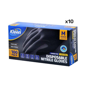Darrahopens Home & Garden > Laundry & Cleaning Xtra Kleen 1000PCE Disposable Nitrile Gloves Black Latex Powder Free Size M