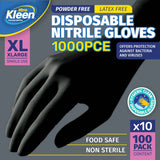 Darrahopens Home & Garden > Laundry & Cleaning Xtra Kleen 1000PCE Disposable Nitrile Gloves Black Latex Powder Free Size XL