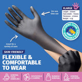 Darrahopens Home & Garden > Laundry & Cleaning Xtra Kleen 1000PCE Disposable Nitrile Gloves Black Latex Powder Free Size XL