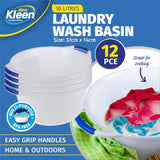 Darrahopens Home & Garden > Laundry & Cleaning Xtra Kleen 12PCE 10L Laundry Wash Basin Easy Grip Durable Handles 14 x 37cm