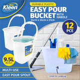 Darrahopens Home & Garden > Laundry & Cleaning Xtra Kleen 12PCE 9.5L Buckets Easy Pour Spout Strong Durable 23.5 x 35cm