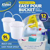 Darrahopens Home & Garden > Laundry & Cleaning Xtra Kleen 12PCE 9L Buckets Easy Pour Spout Strong Multipurpose 23.5 x 38cm