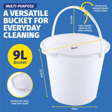 Darrahopens Home & Garden > Laundry & Cleaning Xtra Kleen 12PCE 9L Buckets Easy Pour Spout Strong Multipurpose 23.5 x 38cm