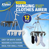 Darrahopens Home & Garden > Laundry & Cleaning Xtra Kleen 12PCE Hanging Clothes Airer Rotating Portable Pegs Attached