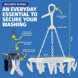 Darrahopens Home & Garden > Laundry & Cleaning Xtra Kleen 12PCE Hanging Clothes Airer Rotating Portable Pegs Attached