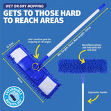 Darrahopens Home & Garden > Laundry & Cleaning Xtra Kleen 12PCE Microfibre Swivel Mop Adjustable Poll Length 76 x 127cm