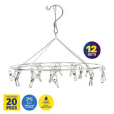 Darrahopens Home & Garden > Laundry & Cleaning Xtra Kleen 12PCE Stainless Steel Rotating Clothes Airer With Pegs 31.5cm