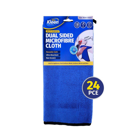 Darrahopens Home & Garden > Laundry & Cleaning Xtra Kleen 24PCE Dual Sided Microfibre Cloth Non-Scratch Lint Free 30 x 40cm