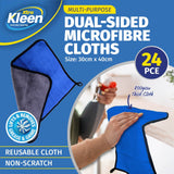 Darrahopens Home & Garden > Laundry & Cleaning Xtra Kleen 24PCE Dual Sided Microfibre Cloth Non-Scratch Lint Free 30 x 40cm